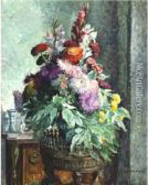 Interieur Au Bouquet De Fleur Oil Painting - Henri Lebasque