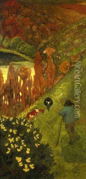 Shepherd in the Valley of Chateauneuf Oil Painting - Paul Serusier