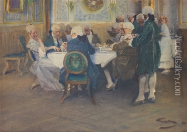 Festive Banquet Oil Painting - Wilhelm Schreuer