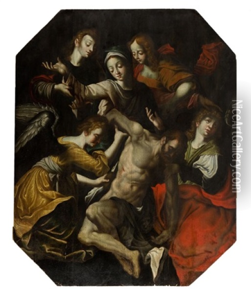 Pieta With Angels Oil Painting - Joseph Heintz the Elder