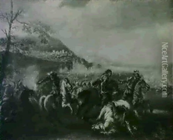 Cavalry Battles Oil Painting - Jacques Courtois