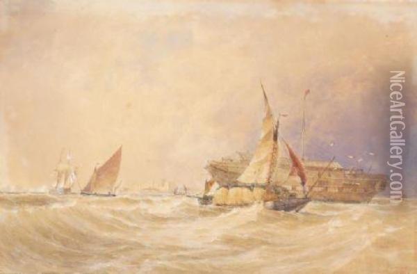 Off Upnor Oil Painting - Thomas Bush Hardy