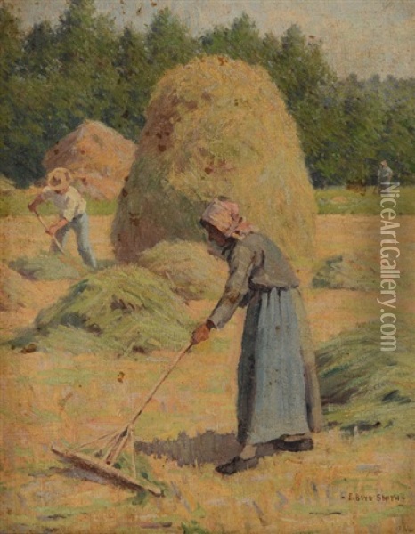 Workers In A Hayfield Oil Painting - Elmer Boyd Smith