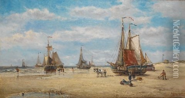 Zeezicht Te Scheveningen Oil Painting - Auguste Henri Musin