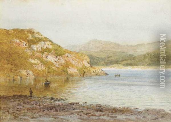 Lakeside Scene Oil Painting - Henry Albert Hartland