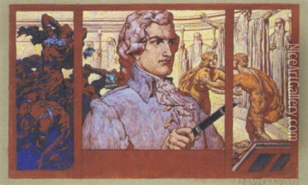 Wolfgang Amadeus Mozart Oil Painting - Alexander Rothaug