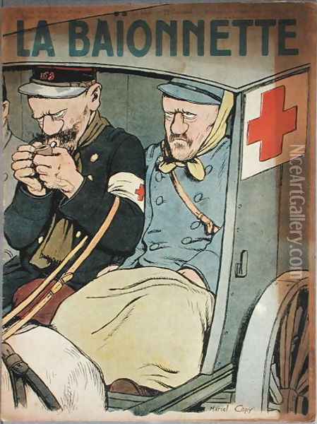 Caricature of an ambulance, front cover of 'La Baionnette', 28th June 1917 Oil Painting - Marcel Amable O.L. Capy