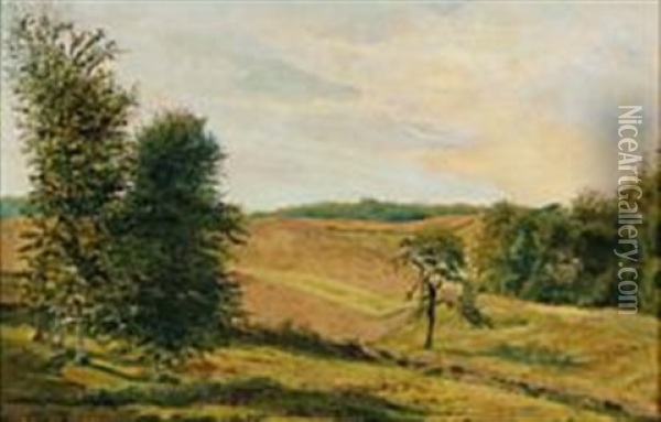 A Summer Landscape Oil Painting - Vilhelm Peter Karl Kyhn
