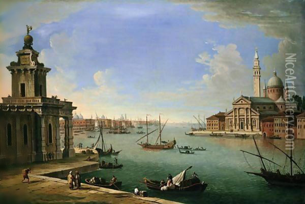 Venice, The Bacino Di San Marco Looking East With The Punta Della Dogana And San Giorgio Maggiore Oil Painting - Antonio Joli