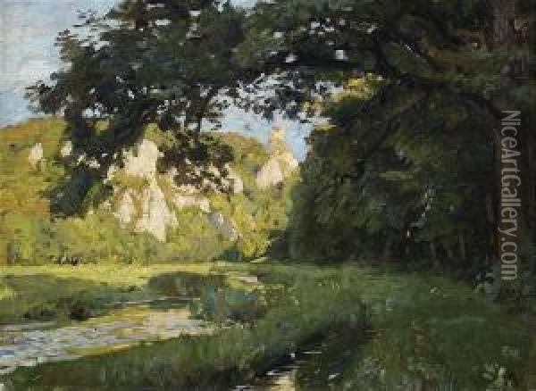 Summery Landscape Oil Painting - Otto Reiniger