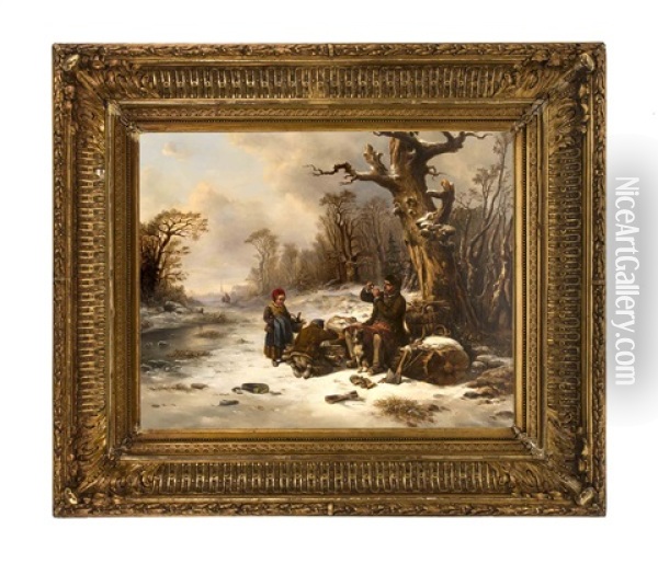 Holzsammler Im Winter Oil Painting - Wilhelm Alexander Meyerheim