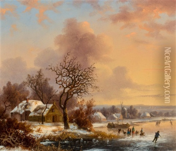 Winterlandscape Oil Painting - Claus Hendrik Meiners