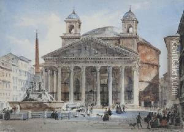 Personages Voor Het Romeinse Pantheon Oil Painting - D. Roberts
