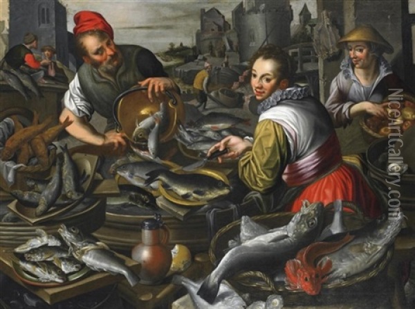Fischmarkt Oil Painting - Joachim Beuckelaer