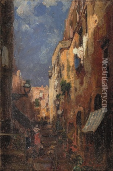 Vicolo Di Napoli Oil Painting - Giuseppe Amisani