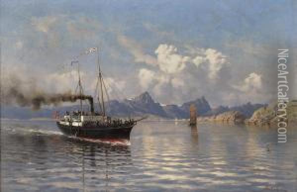 The Steamboat Helga Oil Painting - Frithjof Smith-Hald