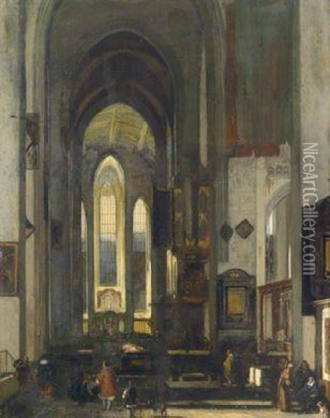 Umkreis Kircheninterieur Mit Figurenstaffage Oil Painting - Emanuel de Witte