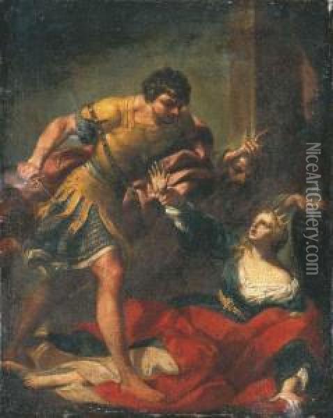 The Sacrifice Of Polyxena Oil Painting - Giovanni Gioseffo da Sole