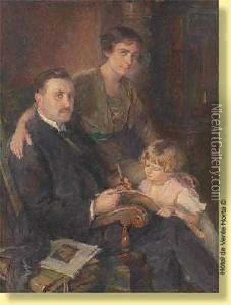 Portrait D'une Famille Oil Painting - Georges Lemmers