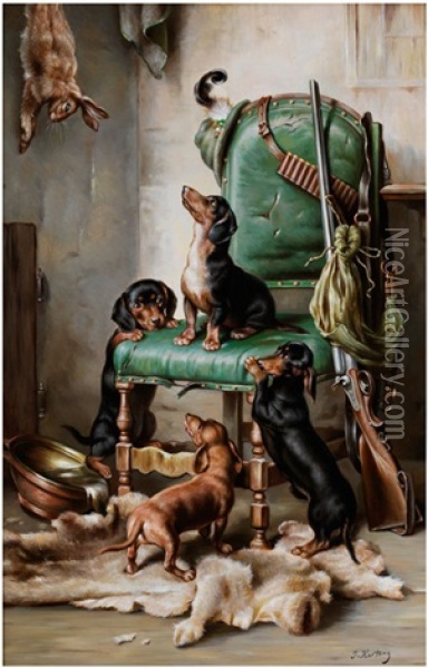 Nach Der Jagd Oil Painting - Carl Reichert