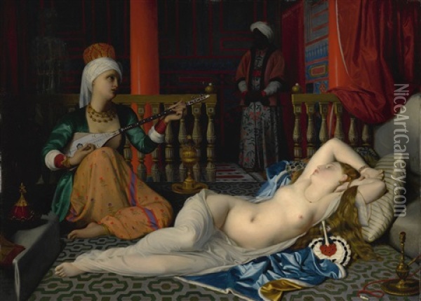 Odalisque With A Slave (copy After Ingres) Oil Painting - William McGregor Paxton