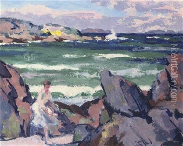 North Wind, Iona - The Bather Oil Painting - Francis Campbell Boileau Cadell