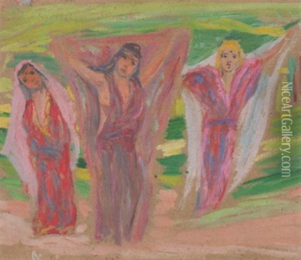 Drei Tanzende Frauen Oil Painting - Ernst Traugott Schiess