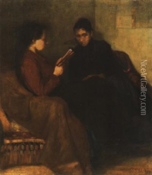 Felolvasas (reading) Oil Painting - Adolf Fenyes