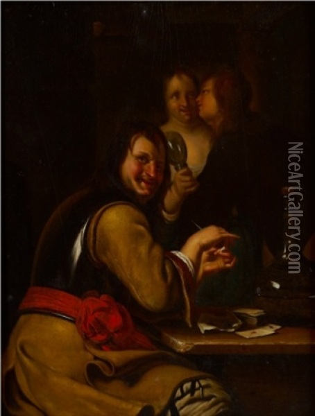 Gentleman At A Table Oil Painting - Willem van Mieris