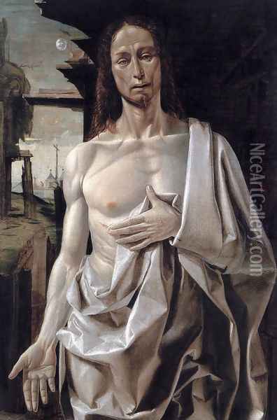 The Risen Christ c. 1490 Oil Painting - Bramantino (Bartolomeo Suardi)