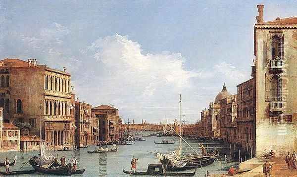 The Grand Canal from Campo San Vio towards the Bacino Oil Painting - (Giovanni Antonio Canal) Canaletto
