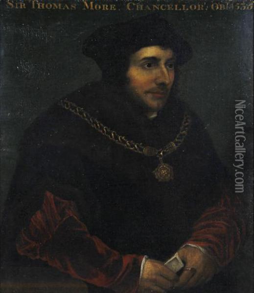 Sir Thomas More. Chancellor, Obit Oil Painting - Hans Holbein the Younger