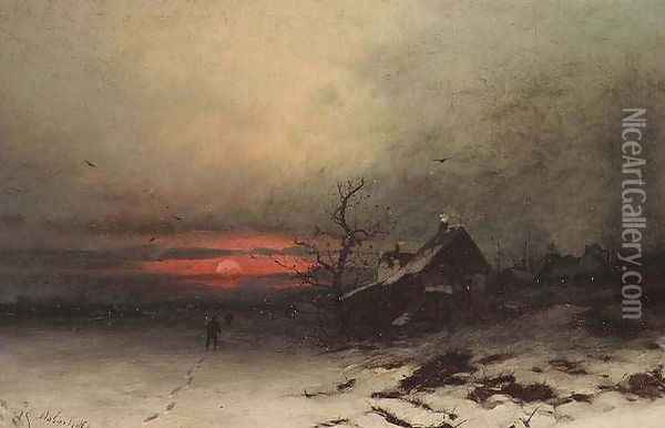 Returning home at sunset Oil Painting - Friedrich Josef Nicolai Heydendahl