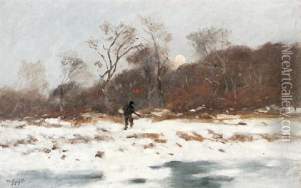 Vinterlandskap Med Jagare Oil Painting - Wilhelm von Gegerfelt