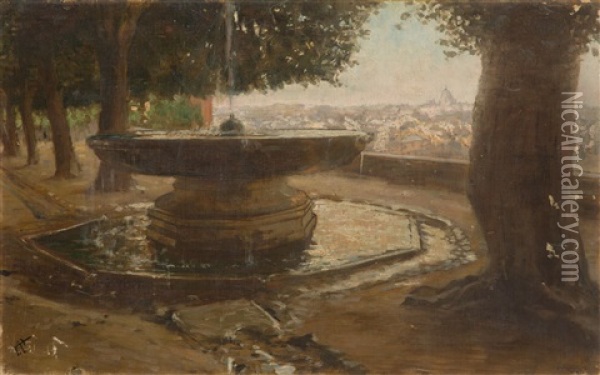 Fountain At The Monte Pincio In Rome Oil Painting - Felix Possart