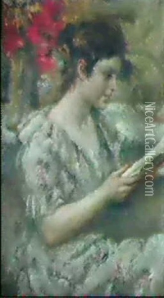 Lesende Junge Frau Oil Painting - Federico Maldarelli