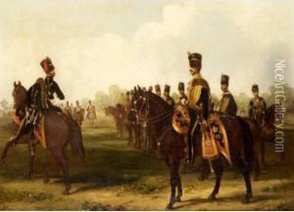 7th (queen's Own) Hussars Oil Painting - Henry Martens