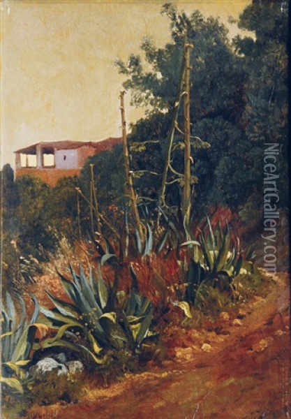 Italian Landscape In The Evening Sun Oil Painting - Ludwig Heinrich Theodor (Louis) Gurlitt