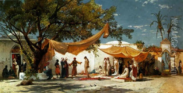 The Slave Market Oil Painting - Hermann David Salomon Corrodi