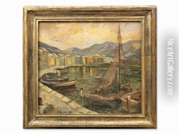 Harbor Scene With Fishing Boats Oil Painting - Georges Griois