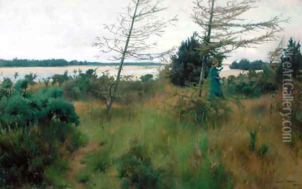 By the Findhorn, Aberdeenshire, 1885 Oil Painting - Alexander Mann