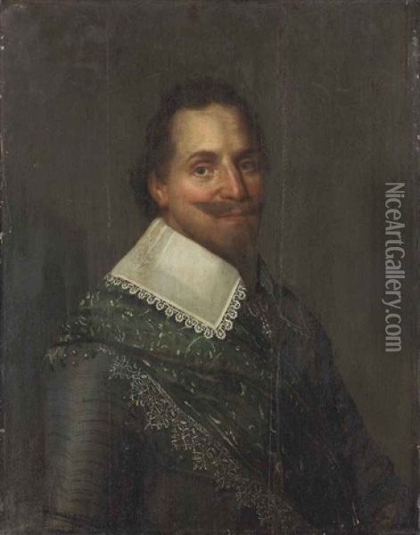 Portrait Of A Man, Half-length, In Armour With An Embroidered Sash Oil Painting - Michiel Janszoon van Mierevelt