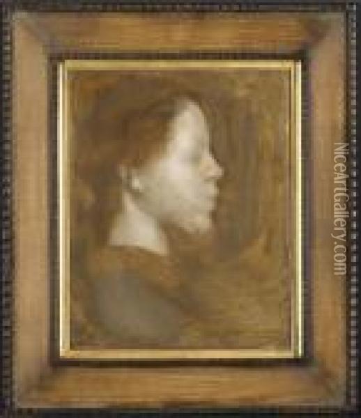 Portrait De Femme De Profil Oil Painting - Eugene Carriere