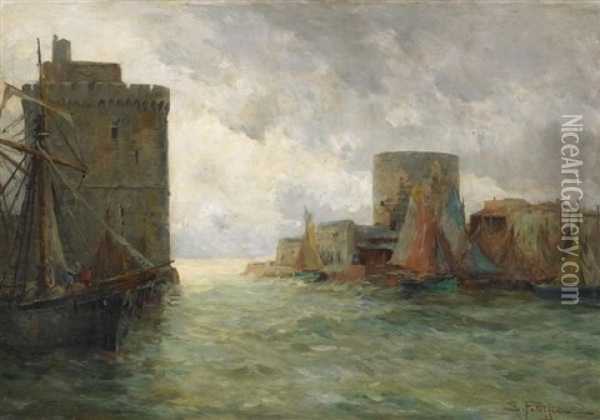 Der Hafen Von La Rochelle Oil Painting - Edmond Marie Petitjean