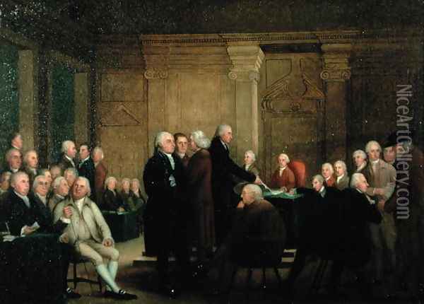 Congress Voting Independence, c.1795-1801 Oil Painting - Edward Savage