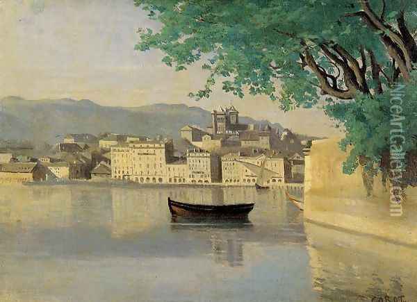 Geneva - View of Part of the City Oil Painting - Jean-Baptiste-Camille Corot