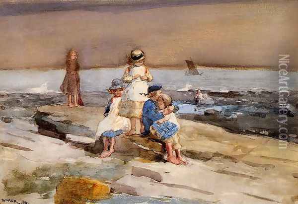 Children on the Beach Oil Painting - Winslow Homer