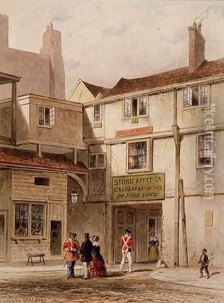 The celebrated canteen in the Tower - called The Stone Kitchen - pulled down 1827 Oil Painting - Thomas Hosmer Shepherd