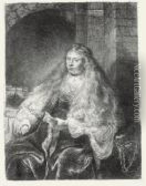 The Great Jewish Bride (b., Holl. 340; H. 127, Bb. 35-c) Oil Painting - Rembrandt Van Rijn