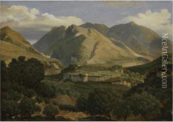 The Monastery Of St Benedict In Subiaco Oil Painting - Thomas Ender